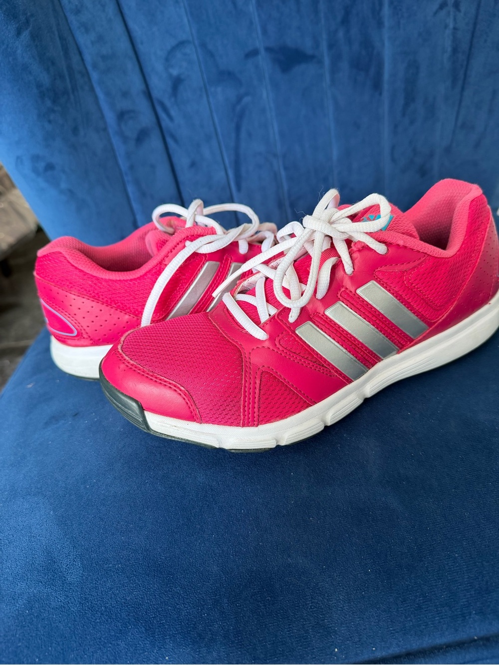 adidas Hot Pink Running Sneakers with Silver Stripes